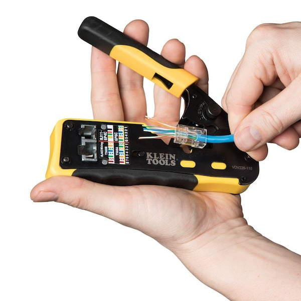 Ratcheting Cable Crimper / Stripper / Cutter, for Pass-Thruâ¢