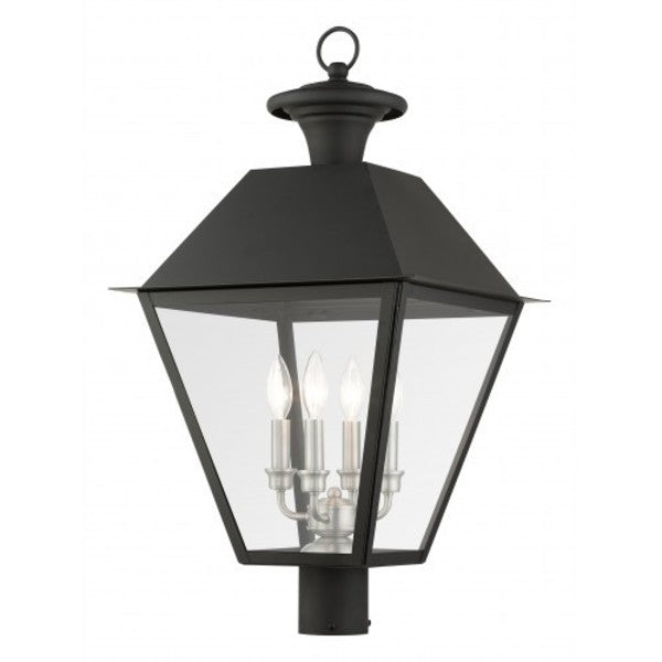 Black Outdoor Post Top Lantern, 4 Light