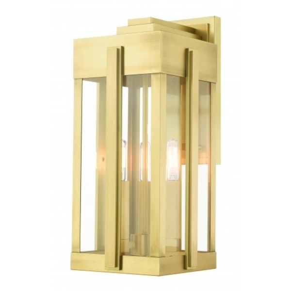 Natural Brass Outdoor Wall Lantern, 3 Lig