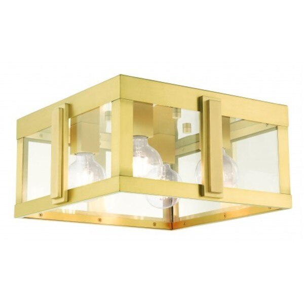 Natural Brass Outdoor Flush Mount, 4 Ligh