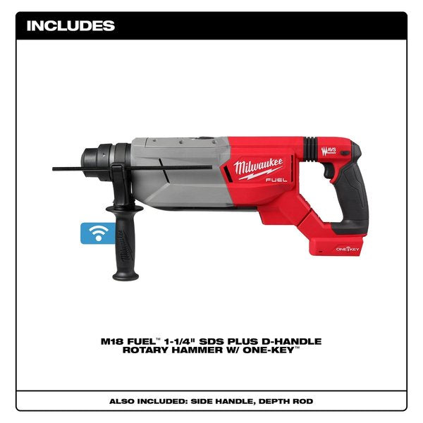 M18 FUEL 1-1/4 in. SDS-Plus D-Handle Rotary Hammer with ONE-KEY (Tool Only)