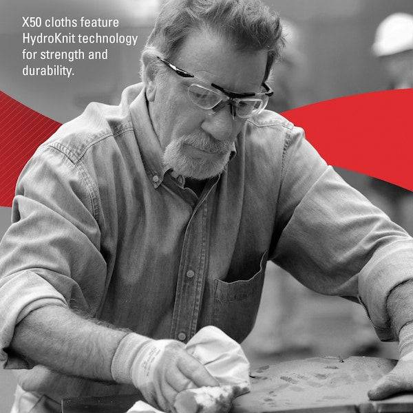 Dry Wipe, X50, Light Absorbency, Pop Up Box, Hydroknit, 8 1/4 in x 16 3/4 in, 176 Sheets, 10 Pack