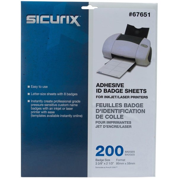 ID Adhesive Badge, Adhesive, PK200