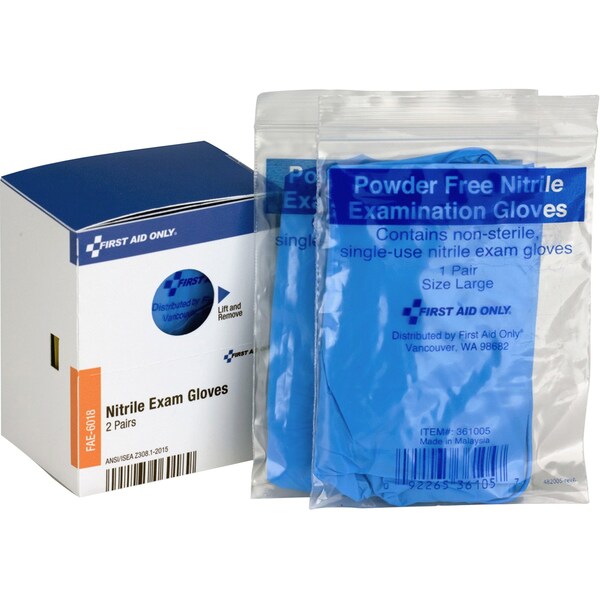 First Aid Kit Refill, Nitrile Gloves, 2 Pairs Per Box