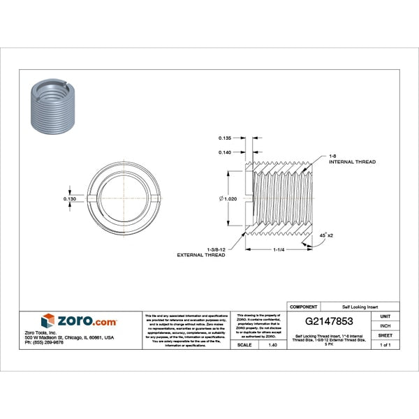 Heavy Wall Self Locking Thread Insert, 1