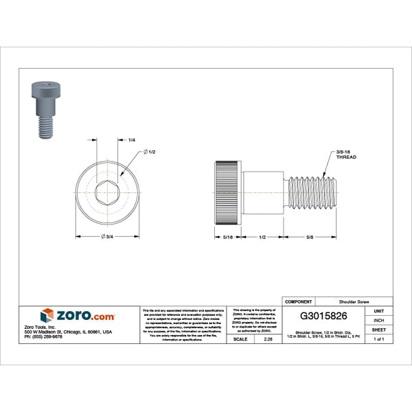 Shoulder Screw, 3/8