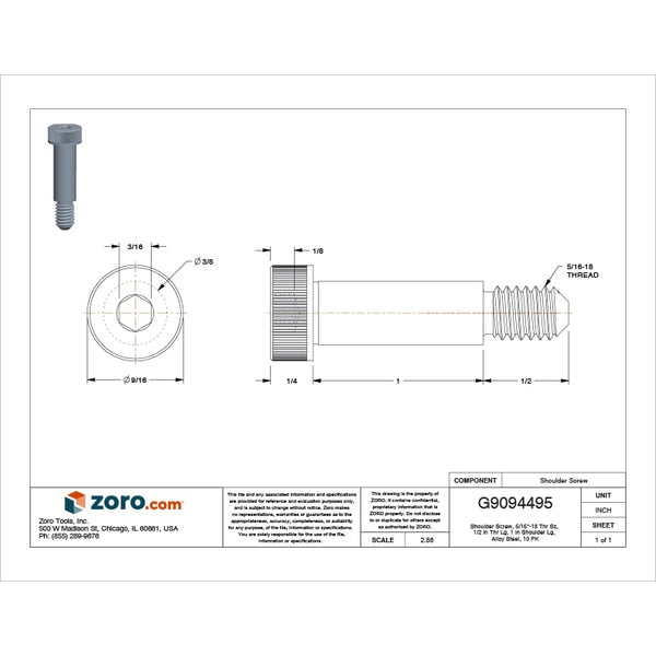 Shoulder Screw, 5/16