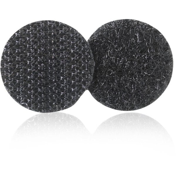 Reclosable Fastener, Disc, Rubber Adhesive, 5/8 in, Black, 15 PK