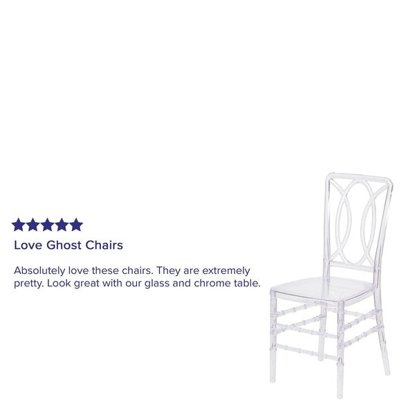 Flash Elegance Crystal Ice Stacking Chair with Designer Back