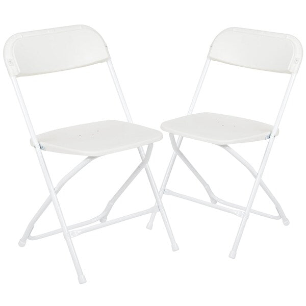 Hercules Series Plastic Folding Chair White - 2 Pack 650LB Weight Capacity Comfortable Event Chair-Lightweight Folding Chair