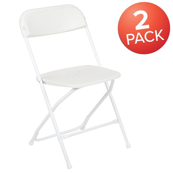 Hercules Series Plastic Folding Chair White - 2 Pack 650LB Weight Capacity Comfortable Event Chair-Lightweight Folding Chair