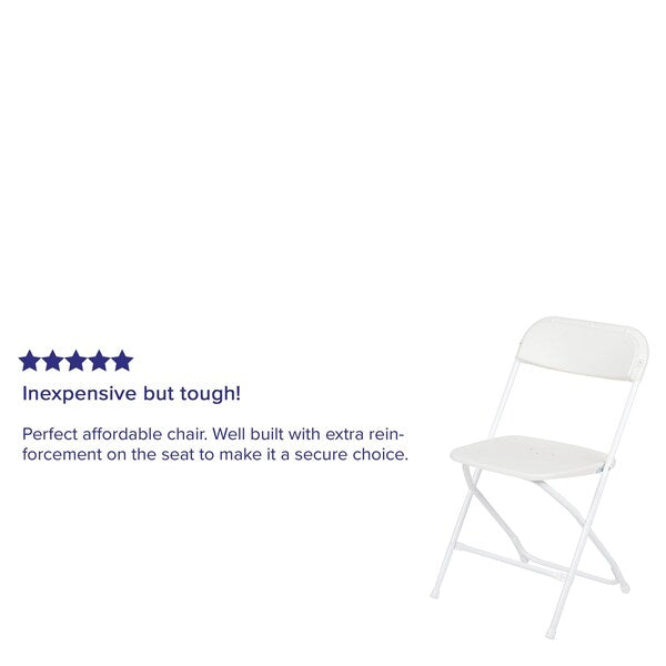 Hercules Series Plastic Folding Chair White - 2 Pack 650LB Weight Capacity Comfortable Event Chair-Lightweight Folding Chair