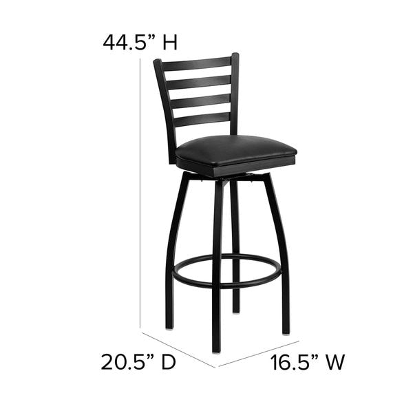 Black Ladder Stool-Black Seat