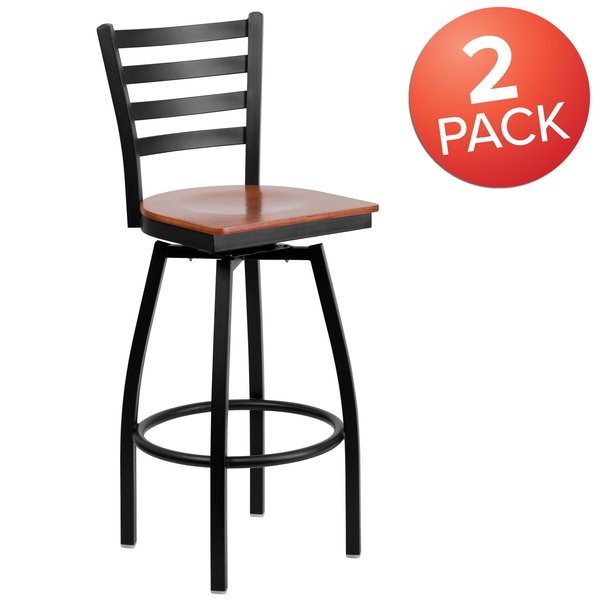 Black Ladder Stool-Cherry Seat