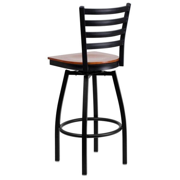 Black Ladder Stool-Cherry Seat
