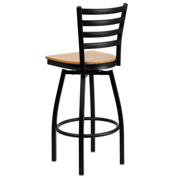 Black Ladder Stool-Nat Seat