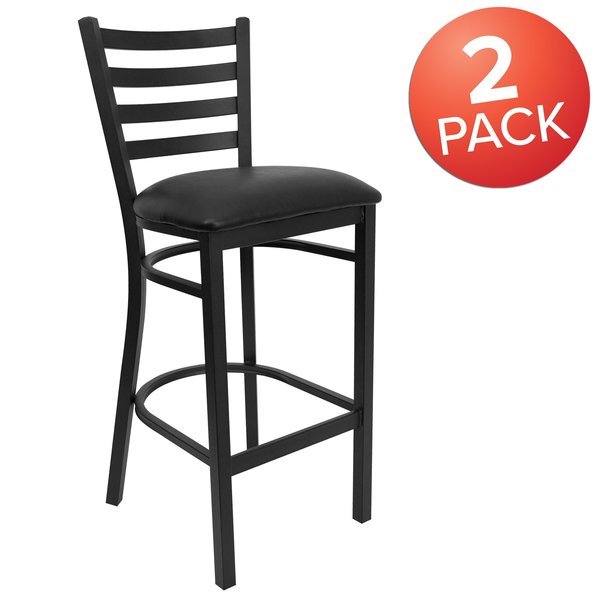 Black Ladder Stool-Black Seat