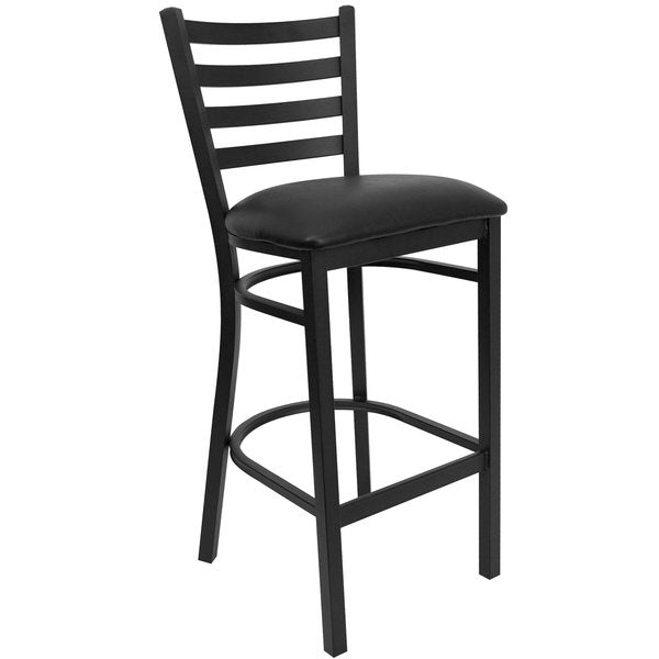 Black Ladder Stool-Black Seat