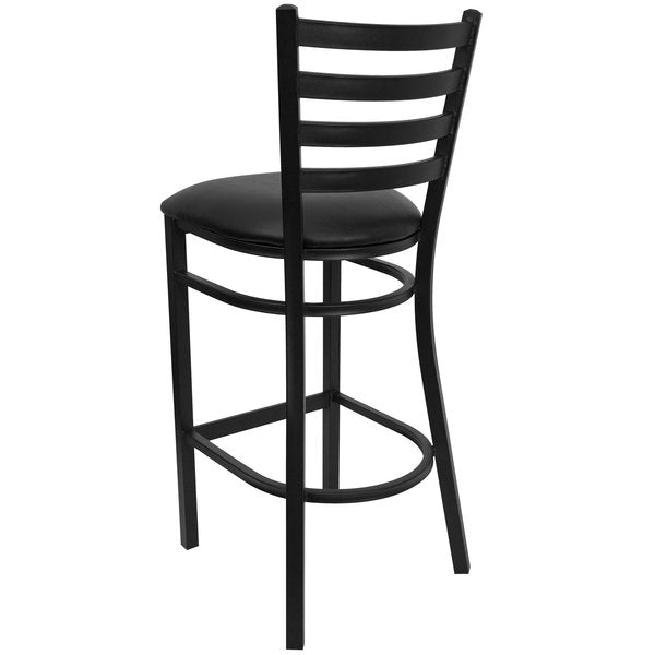 Black Ladder Stool-Black Seat