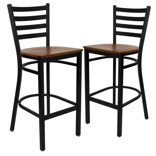 Black Ladder Stool-Cherry Seat
