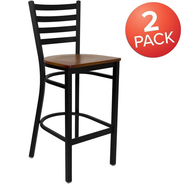 Black Ladder Stool-Cherry Seat