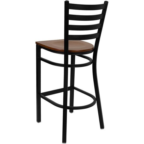 Black Ladder Stool-Cherry Seat