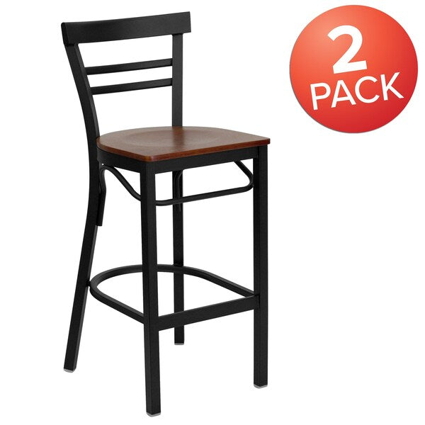 Black Ladder Stool-Cherry Seat