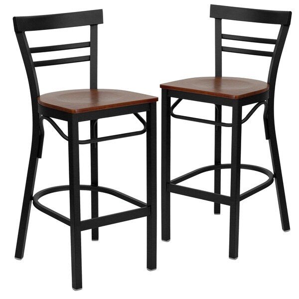 Black Ladder Stool-Cherry Seat