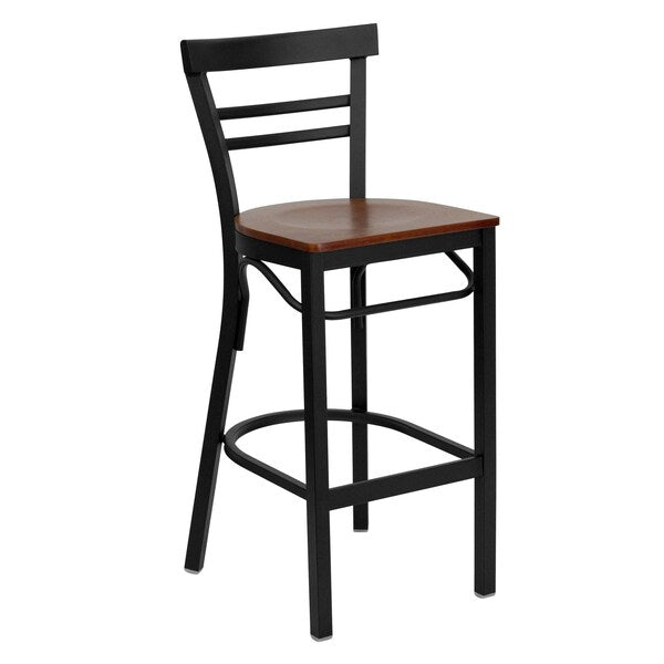 Black Ladder Stool-Cherry Seat