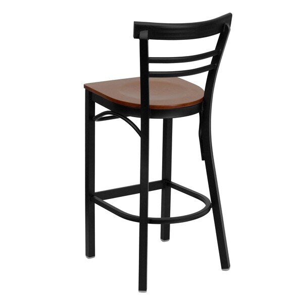 Black Ladder Stool-Cherry Seat