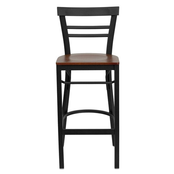 Black Ladder Stool-Cherry Seat