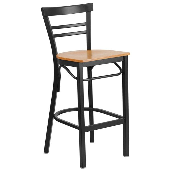 Black Ladder Stool-Nat Seat
