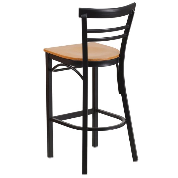 Black Ladder Stool-Nat Seat