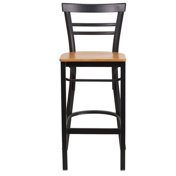 Black Ladder Stool-Nat Seat