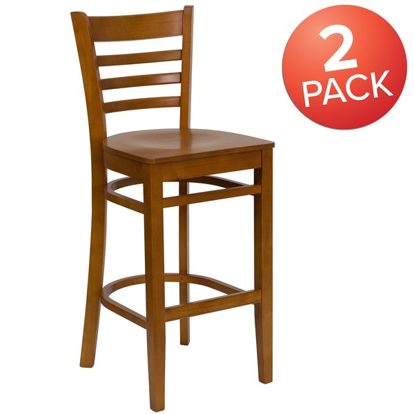 HERCULES Series Ladder Back Cherry Wood Restaurant Barstool