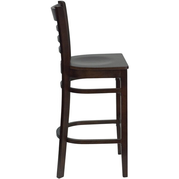 HERCULES Series Ladder Back Walnut Wood Restaurant Barstool, PK2