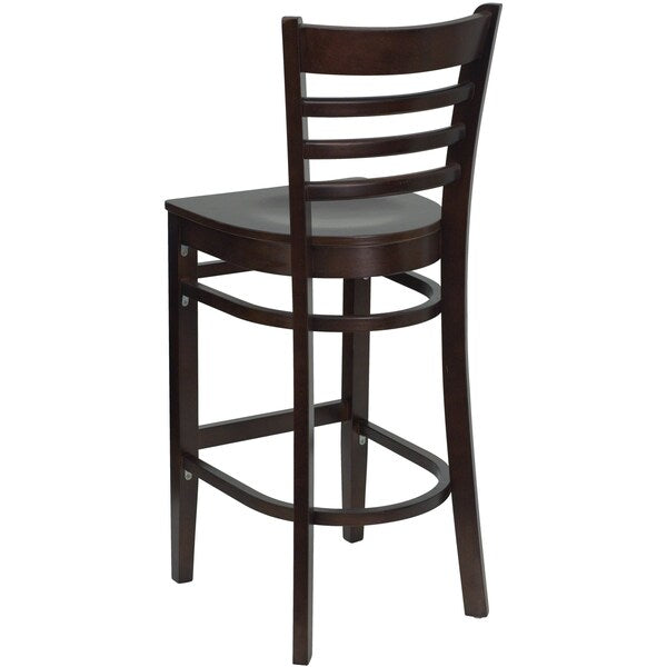 HERCULES Series Ladder Back Walnut Wood Restaurant Barstool, PK2