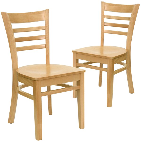 HERCULES Series Ladder Back Natural Wood Restaurant Chair
