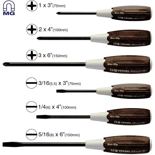 WOOD-COMPO Non-Slip Screwdriver 6PC. Set