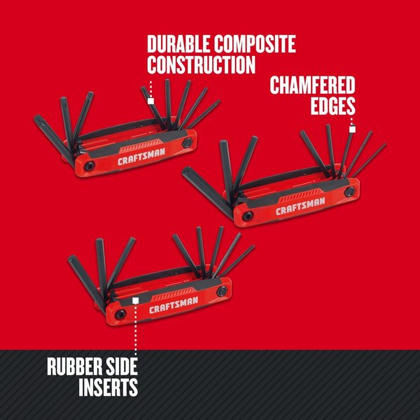 Folding Hex Key Set, 25-Key, PK3