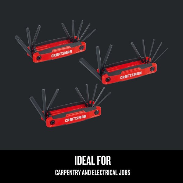Folding Hex Key Set, 25-Key, PK3
