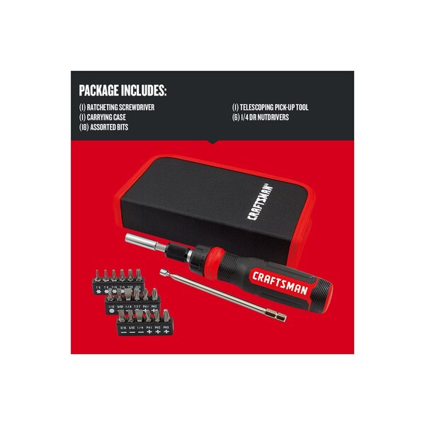Multi-Bits Ratcheting Screwdriver, 26-pc