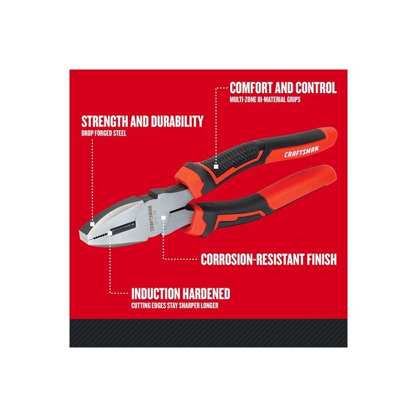 Lineman Pliers, Steel, Flat Jaw, 8 3/4