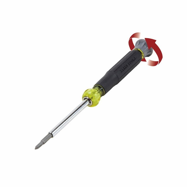 Multi-Bit Electronics Screwdriver Rotating, SAE, 4-In-1 #0, #00, 1/8 in, 3/32 in, 6 1/2 in L