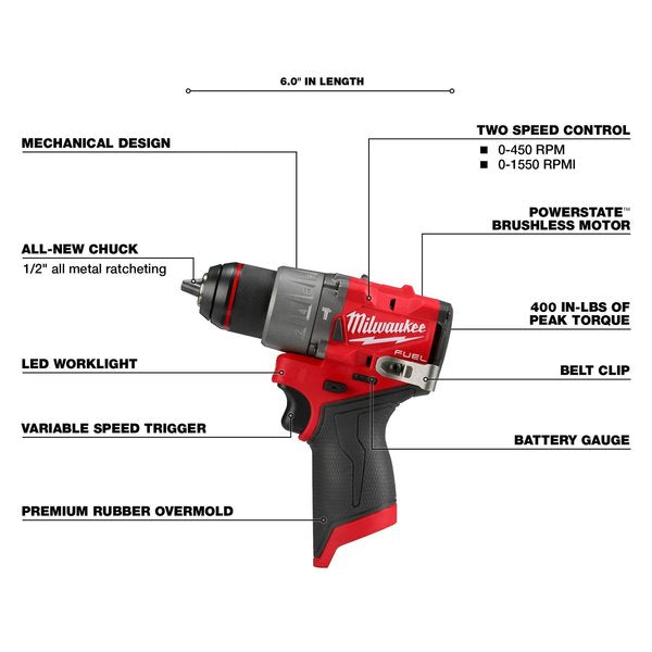 M12 FUEL 1/2 in. Hammer Drill/Driver (Tool Only)