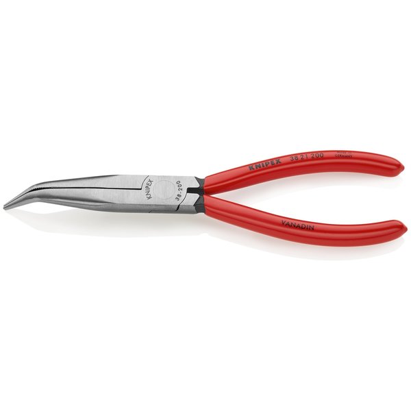 8 in Bent Long Nose Plier Plastic Coated Handle