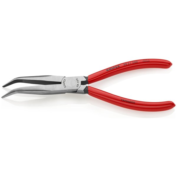 8 in Bent Long Nose Plier Plastic Coated Handle