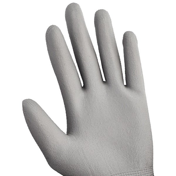 Polyurethane Coated Gloves, Palm Coverage, Gray, XL, PR