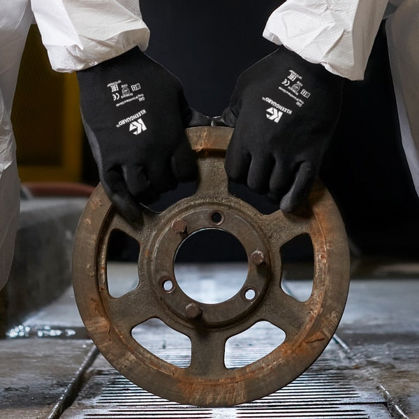 Polyurethane Coated Gloves, Palm Coverage, Gray, XL, PR