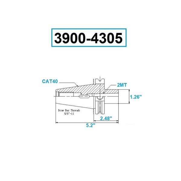 CAT40 V-Flange To MT2 Tang End Morse Taper Adapter